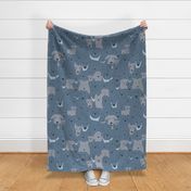 Menagerie of Marvelous Mutts - dogs in slate blue tones large