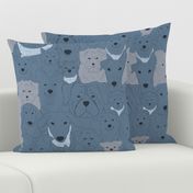 Menagerie of Marvelous Mutts - dogs in slate blue tones large