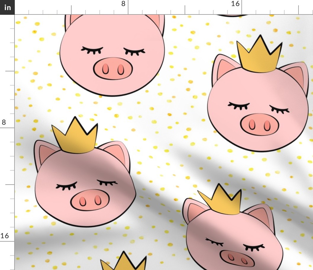 (jumbo scale) princess/prince pig - yellow dots
