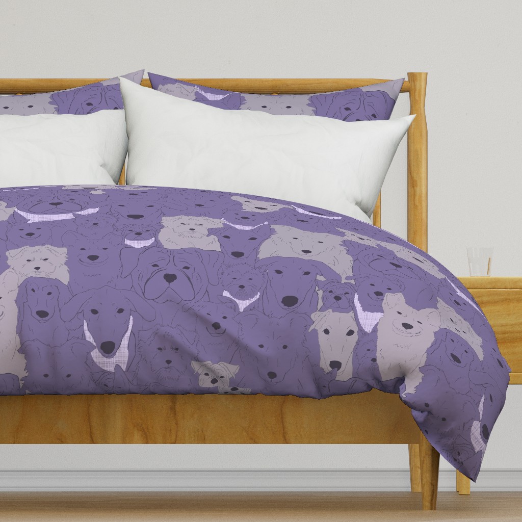 Menagerie of Marvelous Mutts - dogs in lavender bloom tones XL