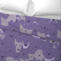 Menagerie of Marvelous Mutts - dogs in lavender bloom tones XL