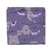 Menagerie of Marvelous Mutts - dogs in lavender bloom tones XL