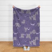 Menagerie of Marvelous Mutts - dogs in lavender bloom tones XL