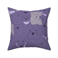 Menagerie of Marvelous Mutts - dogs in lavender bloom tones large
