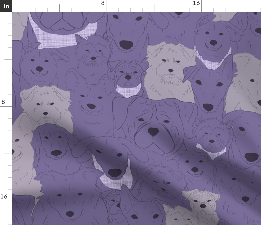 Menagerie of Marvelous Mutts - dogs in lavender bloom tones large