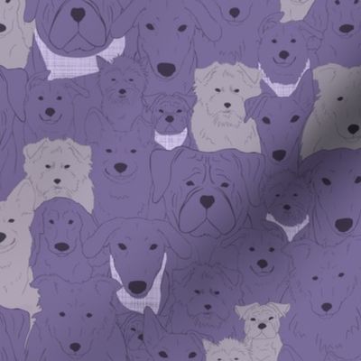 Menagerie of Marvelous Mutts - dogs in lavender bloom tones small