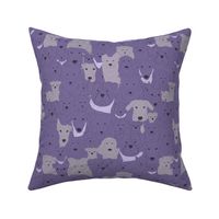 Menagerie of Marvelous Mutts - dogs in lavender bloom tones small