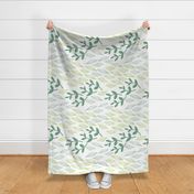 Botanical Block Printing Green Leaves