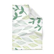 Botanical Block Printing Green Leaves