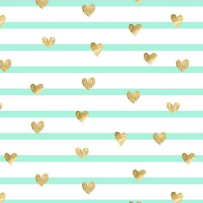 Mint stripes and gold hearts