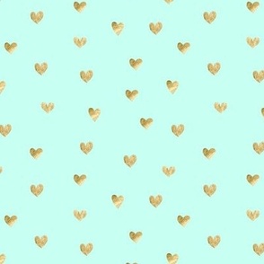 Gold hearts. Mint pattern