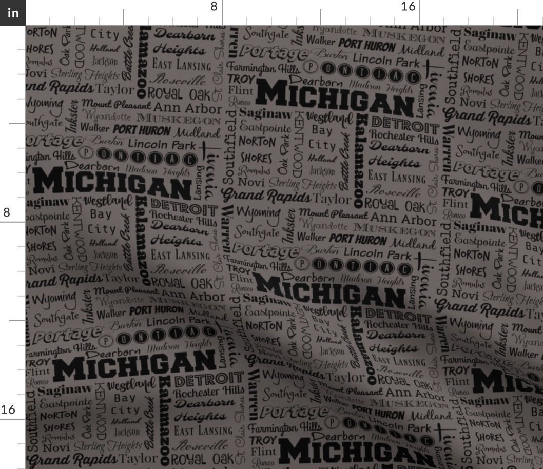 Michigan cities, dark gray