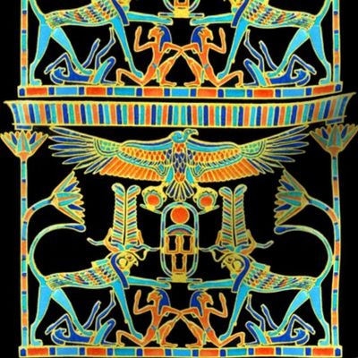 ancient egypt egyptian pharaoh king sun griffin gryphons vultures birds flowers lily lilies