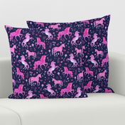 Pink Unicorns on Navy