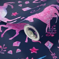 Pink Unicorns on Navy