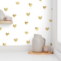 Gold hearts. White pattern