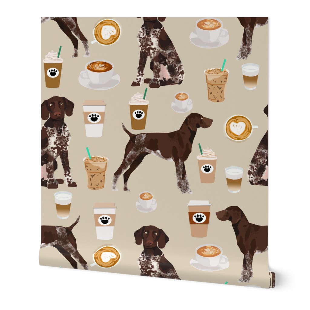 german shorthaired pointer coffee (Smaller) fabric design cute dogs fabric dog design