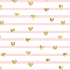 Gold hearts. Striped pattern