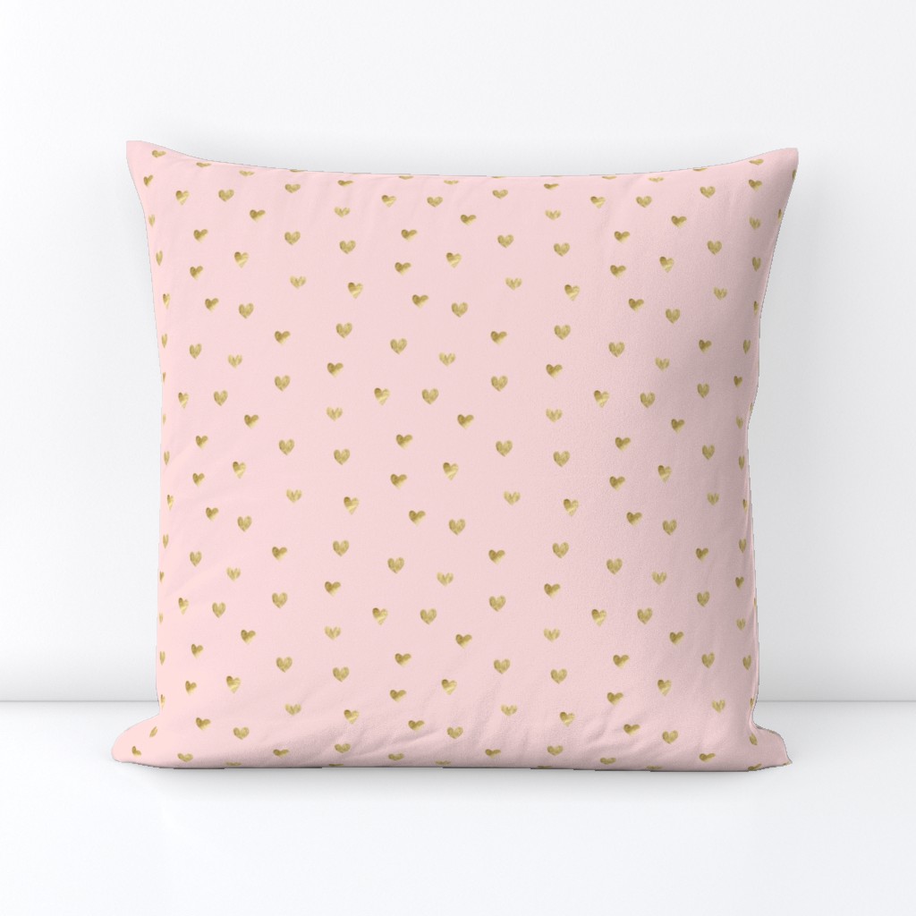 Gold and pink pattern. Hearts