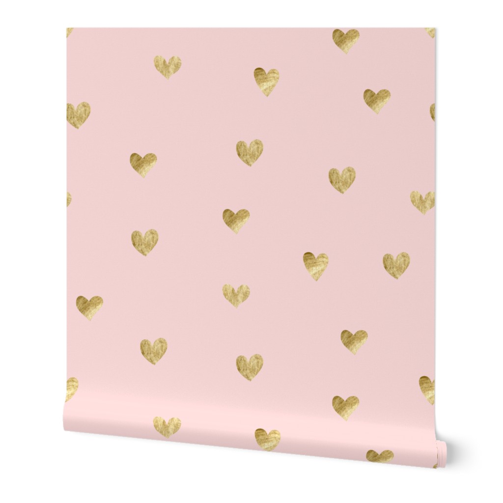 Gold and pink pattern. Hearts