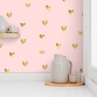Gold and pink pattern. Hearts