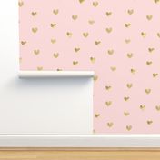 Gold and pink pattern. Hearts