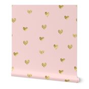 Gold and pink pattern. Hearts