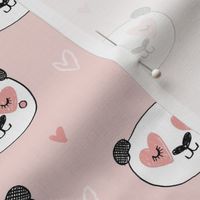 da valentines // love panda head hearts animal valentine's day fabric blush