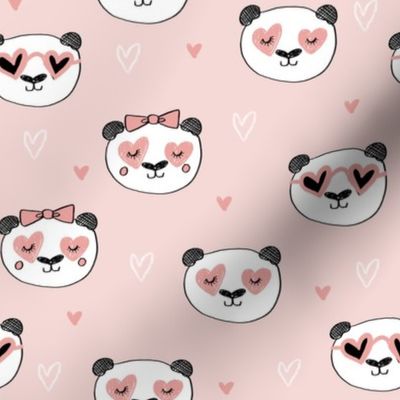 da valentines // love panda head hearts animal valentine's day fabric blush