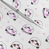 da valentines // love panda head hearts animal valentine's day fabric white