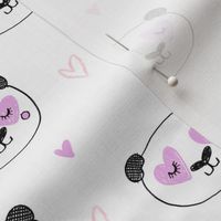 da valentines // love panda head hearts animal valentine's day fabric white