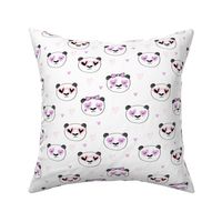 da valentines // love panda head hearts animal valentine's day fabric white