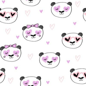 da valentines // love panda head hearts animal valentine's day fabric white