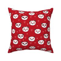 da valentines // love panda head hearts animal valentine's day fabric red