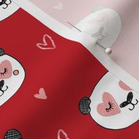 da valentines // love panda head hearts animal valentine's day fabric red