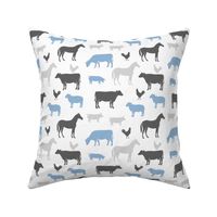 farm animal medley - boy blue and grey