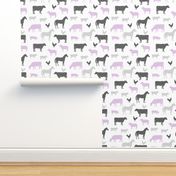 farm animal medley - purple and grey