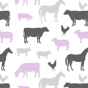 farm animal medley - purple and grey