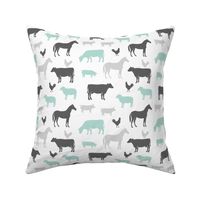 farm animal medley - dark mint  and grey