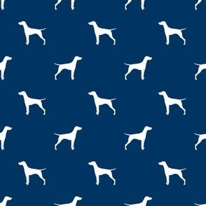 Vizsla (Smaller) dog fabric silhouette navy