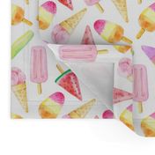 Watercolor Fruit Ice Cream - Summer Popsicles