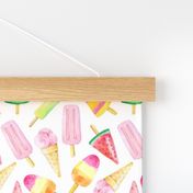 Watercolor Fruit Ice Cream - Summer Popsicles