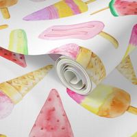 Watercolor Fruit Ice Cream - Summer Popsicles