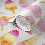 Watercolor Fruit Ice Cream - Summer Popsicles