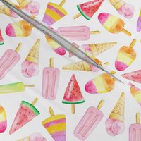 Watercolor Fruit Ice Cream - Summer Popsicles