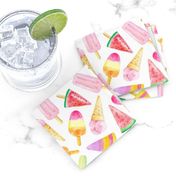 Watercolor Fruit Ice Cream - Summer Popsicles