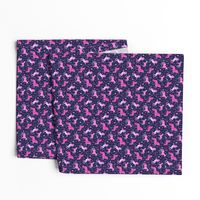 Pink Unicorns Small on Navy