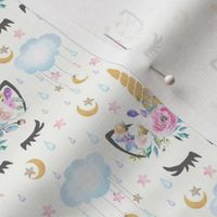 2" moon and stars sleepy unicorn off white