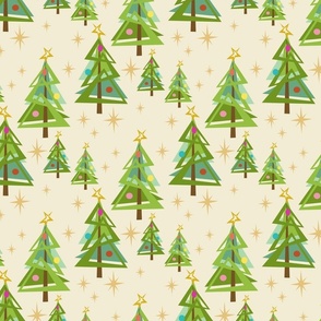 Retro Christmas Trees with stars