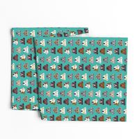 pitbull in glasses - cute dogs pitty fabric pitbull dog design - turquoise